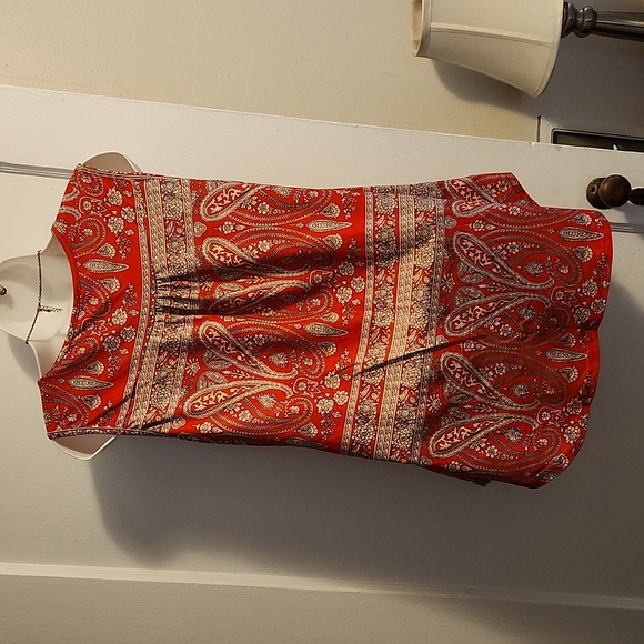 Women's HALIFE Red Paisley print    tank top size small. - Picture 2 of 7